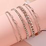 4Pcs/Set Gold Plated Jewelry Simple Metal Thick Diamond Chain Tennis Bracelet Anklets Foot Jewelry Anklets Bracelet