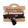 4Pcs/Set Multi-Layer Natural Stone Bead Bracelet Mix Pendant Tassel Bracelet Set for Women