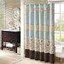 72X72 Farmhouse Home Bathroom Aqua Shower Curtain Machine Washable Faux Silk Embroidered Floral Shower Curtain