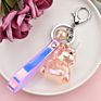 7 Colors Air Bubbles Unicorn Keychain Women Jewelry Acrylic Pendant Key Chains Car Handbag Accessories Keyring