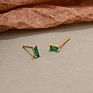 sterling silver Quality colorful zircon rectangle mini earrings stud