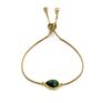 Adjustable 18K Gold Plated Brass Chain Natural Gemstone Faceted Labradorite Teardrop Charm Bracelet