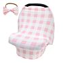All in 1 Breastfeeding Covers Baby Bow Headband Set Elastic Baby Car Seat Cover Mom Nursing Cover