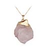 American Irregular Natural Stone Pendants for Making Necklace Simple Gold Plated Amethyst Rough Stone Crystal Necklace
