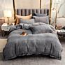 American Style Fleece Light Gray Velvet 4Pcs Bed Set