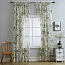 American Style Sheer Window Panel Floral Printing Voile Curtain Fabric Kitchen Curtains