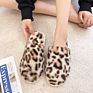 Autumn and Style Flat-Bottomed Fashionable Baotou Furry Slippers Female Leopard Print Cotton Slippers