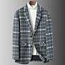 Autumn Korean Version of the Trend of British Retro Casual Plaid Suit Jacket Woolen Suit Men's Jacket
