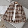 Autumn Women Casual plus Size Long Sleeve Strip Thick Oversized Flannel Checked Plaid Shirt