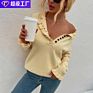 Autumn Women Wear European and American Knit Sweater Wooden Ear Button Sweater Women's