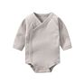 Baby Clothing Baby Kimono Bodysuit Side-Snap Long Sleeve Super Soft 100% Cotton Plain Color Mitten-Cuff Shirt