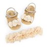 Barefoot Newborn Infant Shoes Toddler Flowers Prewalker Headband Kids Pu Soft Sole First Walker Baby Girls Sandals Floral