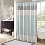 Bathroom Shower Rayon Stitching Stripe Modern Microfiber Shower Curtain,Extra Long Shower Curtain with Small Eyelet