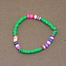 Beach Style Colorful Friendship Bracelet Teen Girls Cute Handmade Rubber Disc Bead Polymer Clay Bracelets Bangles Jewelry