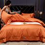 Beauty Luxury Wedding Embroidery Solid Color Bridal Bed Sheet 100% Cotton King Size 4 Pcs Satin Red Bedspreads Bedding Set
