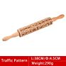 Beech Wood Embossed Rolling Pin Baking Cookies Noodle Biscuit Fondant Cake Cute Dough Pattern Wooden Laser Engraved Rolling Pin