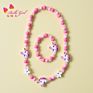 Belleworld Handmade Kids Girl Jewelry Candy Color Cartoon Unicorn Wooden Bead Necklace Bracelet Set for Party