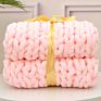 Big Hand Woven Yarn Wool Chenille Thick Throw Chunky Knit Knitted Blanket for Blanket