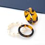 Big Square Geometric Aesthetic Women Jewelry Twisted Braided Leopard Chunky Korean Marble Resin Rings