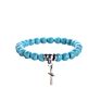 Bird Owl Elephant Pendant Simulated Turquoise Beaded Bracelet Cross Charm Natural Turkey Turquoise Stone Bracelet