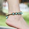 Bohemian Style Anklet, Semi-Precious Stone Wax Rope Hand-Woven Anklet, Jewelry