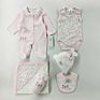 Born Baby Gift Set Cotton Baby Clothes 6 Pcs Romper Set with Bodysuit, Blanket, Hat, Bottle Cover and Bib