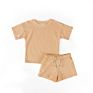 Boutique Kids Fashionable Solid Color Baby Lounge Set Cotton Two Pieces Short Set Kids Longewear Set