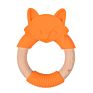 Bpa Free Animal Shape Silicone Chew Toy Baby Teething Ring Silicone and Wooden Baby Teether