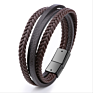 Bracelet Men Multilayer Leather Bangles Magnetic-Clasp Cowhide Braided Multi Layer Wrap Bracelet Armband Pulsera Hombre