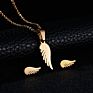 Bridal Gold Stainless Steel Fish Bone Wing Horse Flower Pendant Necklace Earrings Jewelry Set for Women