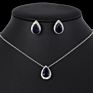 Bridesmaid Wedding Jewelry Sets 2Pcs Water Drop Zircon Pendant Necklaces Stud Earrings Bridal Party Set