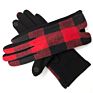 Buffalo Plaid Woolen Gloves for Women Warm Plush Touch Screen Gloves