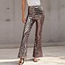 Casual Black High Waist Trousers Women Flare Sequin Pants