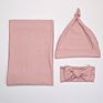 C'dear 3 Packs Swaddle Infant Baby 100% Cotton Jersey Swaddle Wrap Sets with Baby Hat & Headband Accept Customized