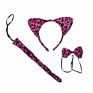 Children Baby Plush Fabric Animal Hair Accessories Cat Ears Leopard Tiger Tail Bow Hair Ties Kids Halloween Head Bands Headband