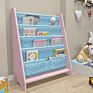Children Bookcase Toy Display Book Stand Rack Bookshelf Sling Book Organizer with Fabric Bag