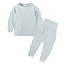 Children Pajamas Kids Plain Color Ribbed Cotton Pajamas Sets Kids Long Sleeves Sleepwear