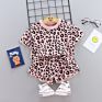 Children's Baby Girl Children's Leisure Leopard Print round Neck Short-Sleeved T-Shirt