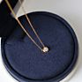 Classic Single Diamond Necklace for Girls Bezel-Set Solitaire Pendant Necklace round Cz Dainty Necklace Rose Gold Color