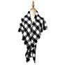 Classic Vintage Polyester Red Black White Check Plaid Heavy Brushed Triangle Scarf Shawl