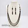 Coloful Crystal Beaded Vintage Antique Bronze Womens Tassel Multilayer Necklace Set