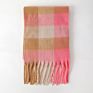 Colorful Plaid Blanket Scarf 100% Wool Fringe Pashmina Scarf Women