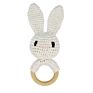 Cotton Crochet Bunny Rattle Baby Teether Beads Ring Wooden Teething