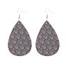Creative Handmade Light Weight Flower Print Teardrop Earrings Leather Earrings for Women Party Wedding Jewelry