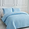 Crinkle Seersucker Fabric Bedding Set King Size Gray Quilt Cover Pillow Set 3-Piece
