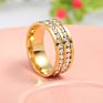 Cross-Border Diamond Ring Stainless Steel Jewelry Direct Price Women Gold Full Crysta Ring Zircon