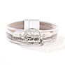 Cross-Border Explosive Bracelet Tree of Life Diamond Alloy Bracelet Pu Woven Leather Bracelet