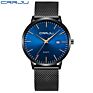 Crrju Ultra Thin Mesh Bands Black Man Japan Quartz Movt Watch Erkek Kol Saati