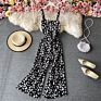 Cubear Cbyj0019 Cute Style Ditsy Floral Pattern Sleeveless Square Neck Tie Back Wide Leg Halter Jumpsuit Women