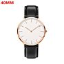 Customized Logo Classical Ultra Thin Minimalist Simple Design 40Mm 36Mm Rose Gold Case Black Leather Strap Mens Watch